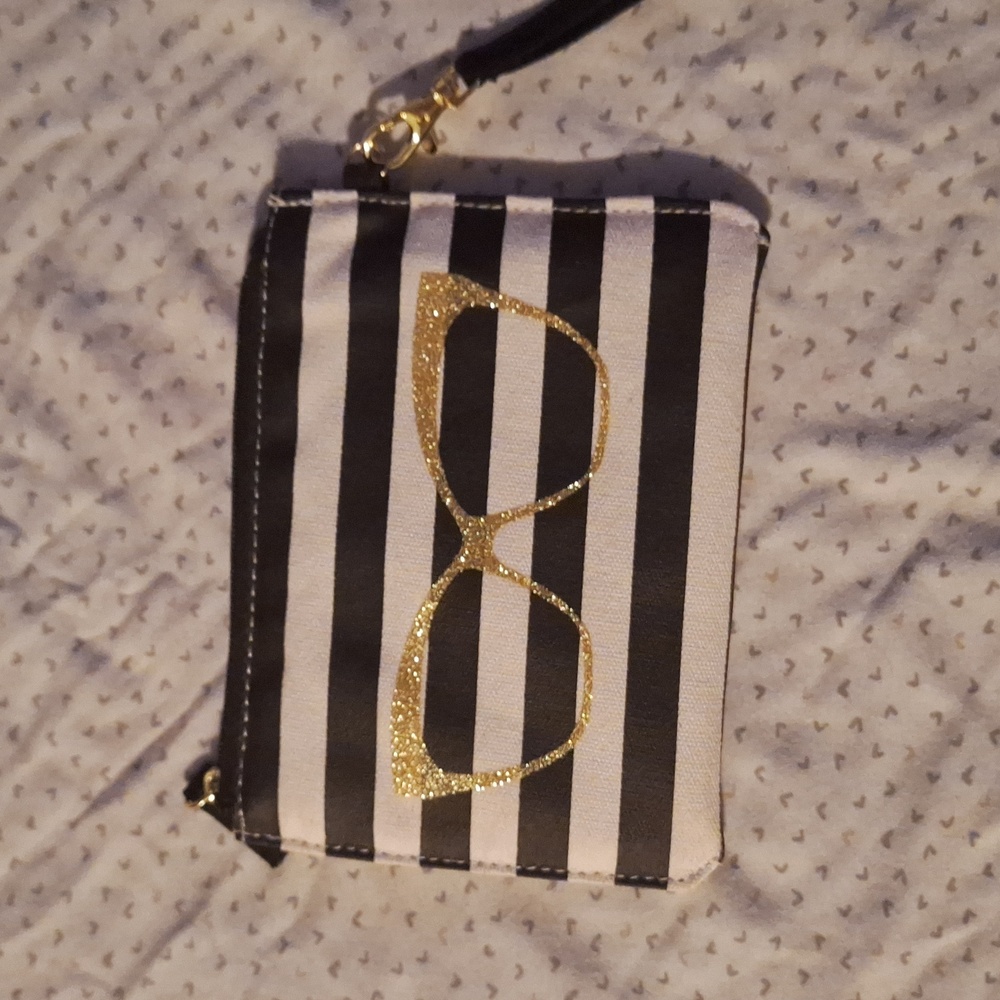 Black and White Striped Betsey Johnson Wristlet
